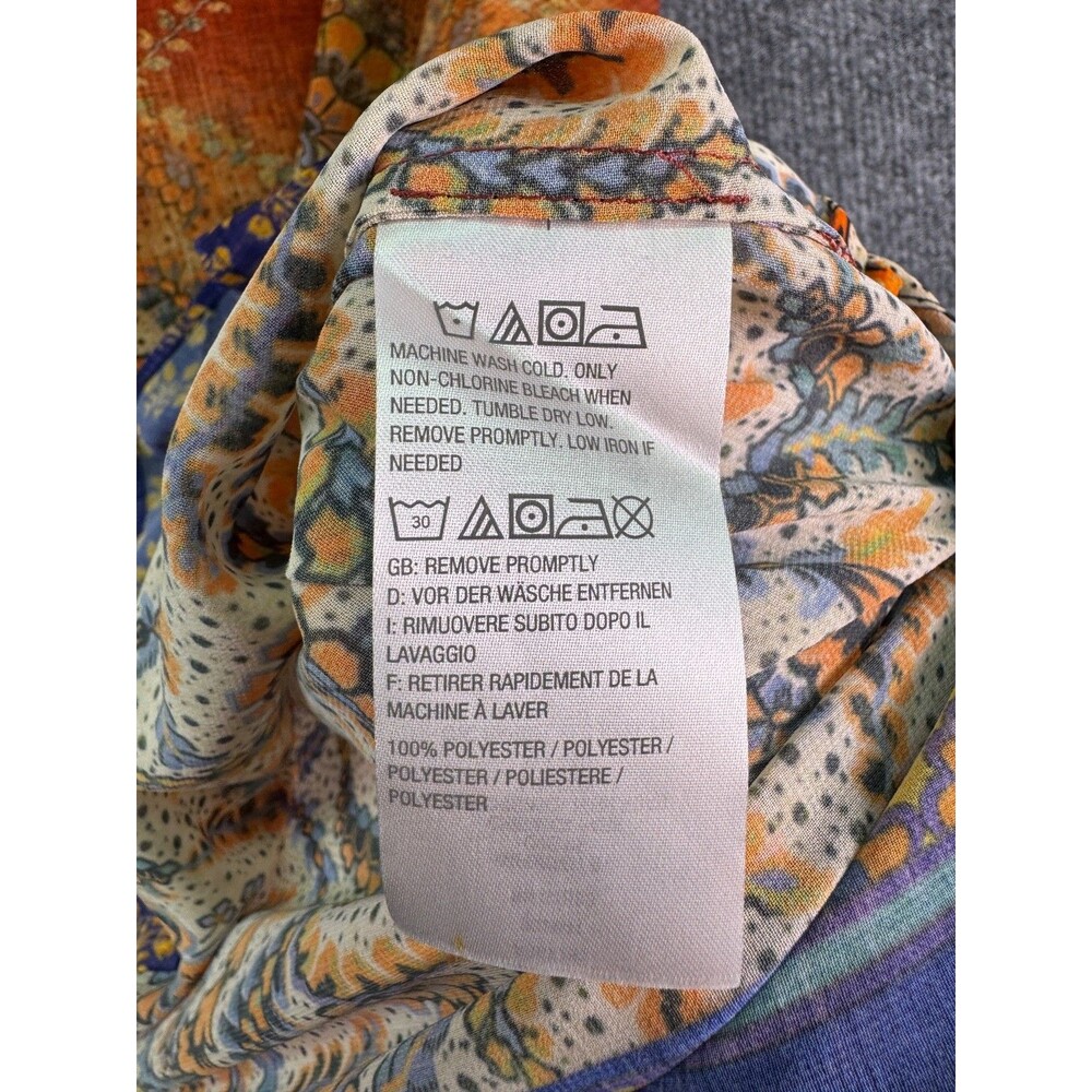 Susan Graver Button Front Tunic Top L Floral Paisley Print Long Sleeve Boho - Picture 15 of 15